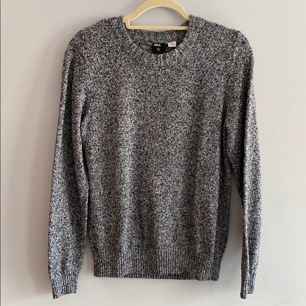 BDG Black White Heathered Crew Neck Sweater Size S